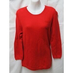 𝅺GENEVA Red 100% Cashmere Pullover Sweater M Retro Pocket